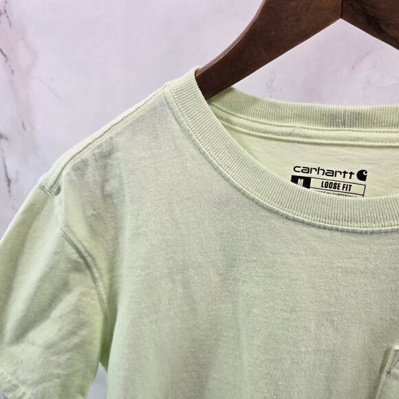 Carhartt T Shirt Womens Medium Green Short Sleeve Lime Neon Hi Vis Crew K87 W - Picture 2 of 10